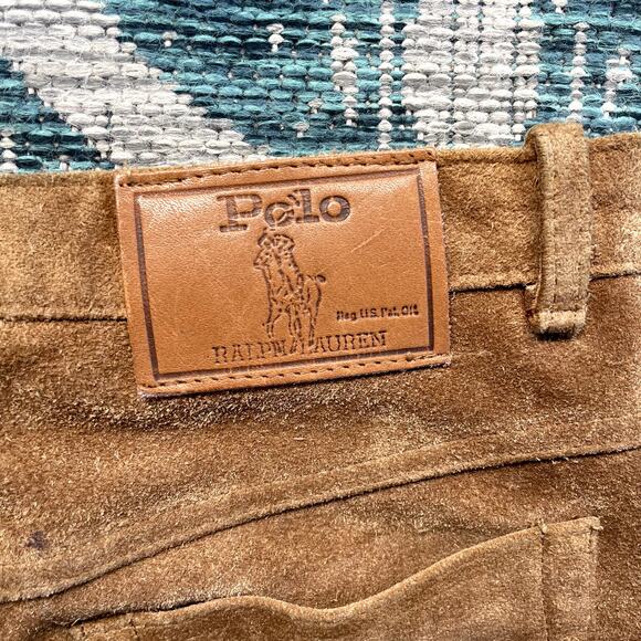 Polo by Ralph Lauren Hunter Brown Genuine Suede Leather Pants - Size 30 - Picture 7 of 14